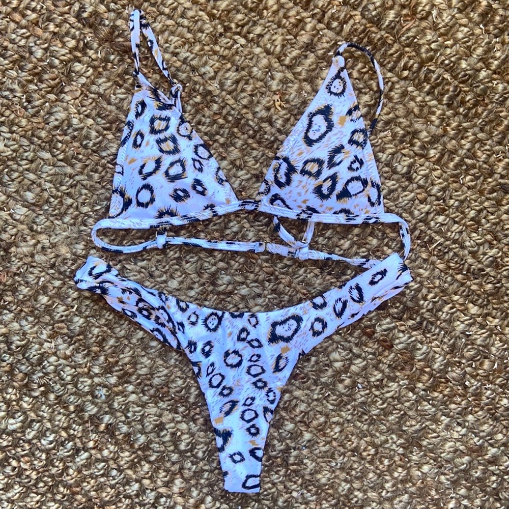 LAHANA SWIM Bikini Piper Triangle Top & Piper Cheeky Brazilian Bottom - Leopard